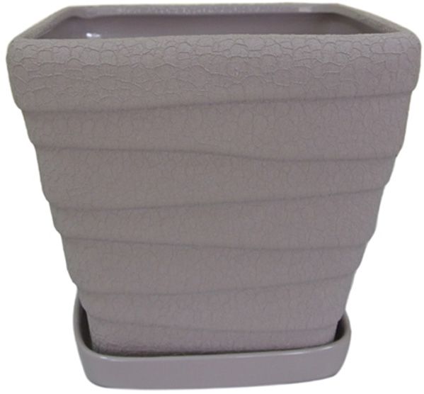 Горщик керамічний Оріана-Запоріжкераміка Квадрат №3 Хвиля шовк квадратний 4,5л аметист 