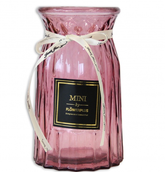 Ваза стеклянная розовая Crystal Nicole mini 18 см YIWU