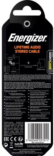 Кабель Energizer Lightning - аудіо 3.5 мм 1,5 м білий (3492548227211) 
