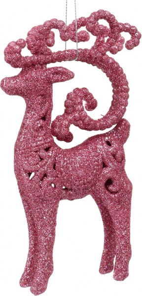 Декоративна підвіска Олень 16 см рожевий HFF2022P