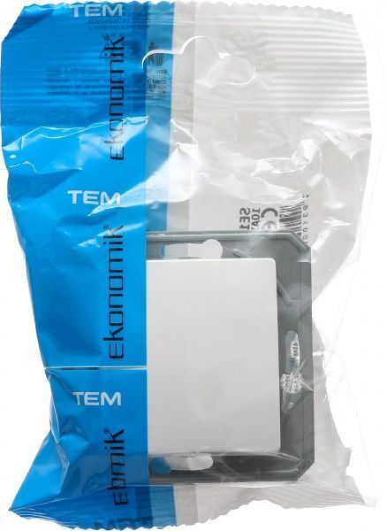 Вимикач одноклавішний TEM Ekonomik без підсвітки 10 А 250В білий SE10PWXO-U