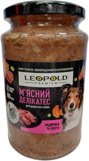 Консерва Леопольд Premium беззерновий м'ясний делікатес індичка з овочами 400 г