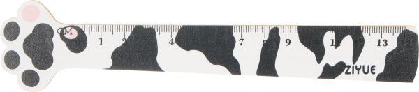 Линейка Лапки котенка черно-белый 14 см