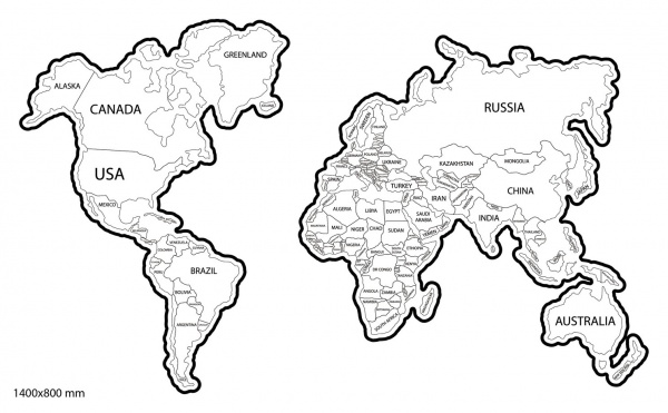 Картина Карта світу біла 80x140 см 