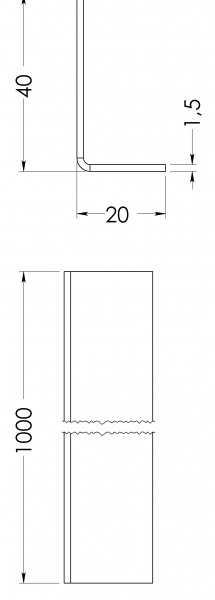Кутник нержавіюча сталь STOREHOUSE 20x40x1,5x1000 мм