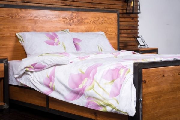 Комплект постільної білизни Магнолія євро біло-рожевий Rigel 