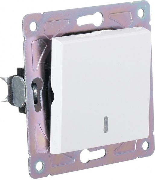 Вимикач одноклавішний HausMark Alta з підсвіткою 10 А 220В білий SNG-SWP,SQ20MG1W1L-WH