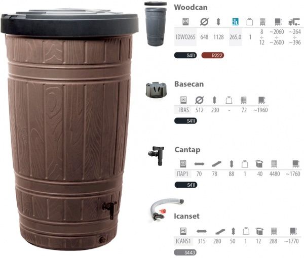 Емкость для сбора дождевой воды Time Eco Woodcan коричневая