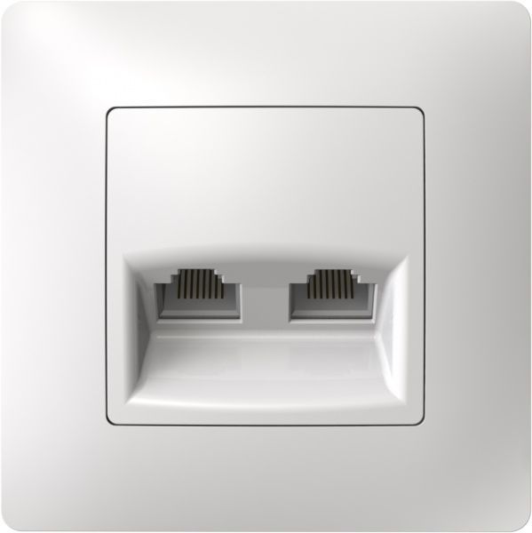 Розетка компьютерная двойная Plank Electrotechnic Classic/Nordic белый PLK0741031