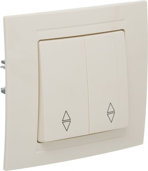 Перемикач прохідний двоклавішний Gunsan Moderna без підсвітки 10 А 250В крем MD 29 12 109