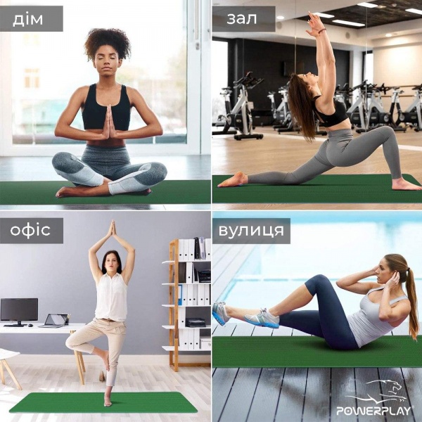 Килимок для йоги PowerPlay 183x61x1,5 см 4151 зелений 