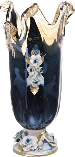 Ваза стеклянная синяя Murano 27x23x42 см White cristal