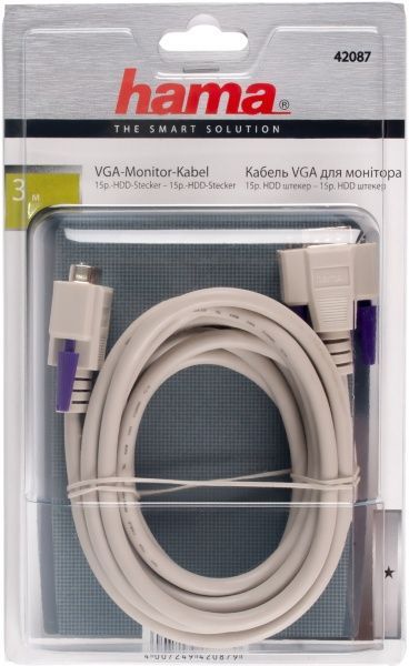 Кабель HAMA VGA - VGA 3 м білий (42087)  