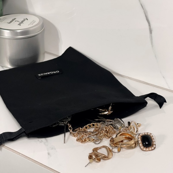 Органайзер текстильный Organize M-X-small хлопковый для мелочей без рисунка черный 180x160 мм