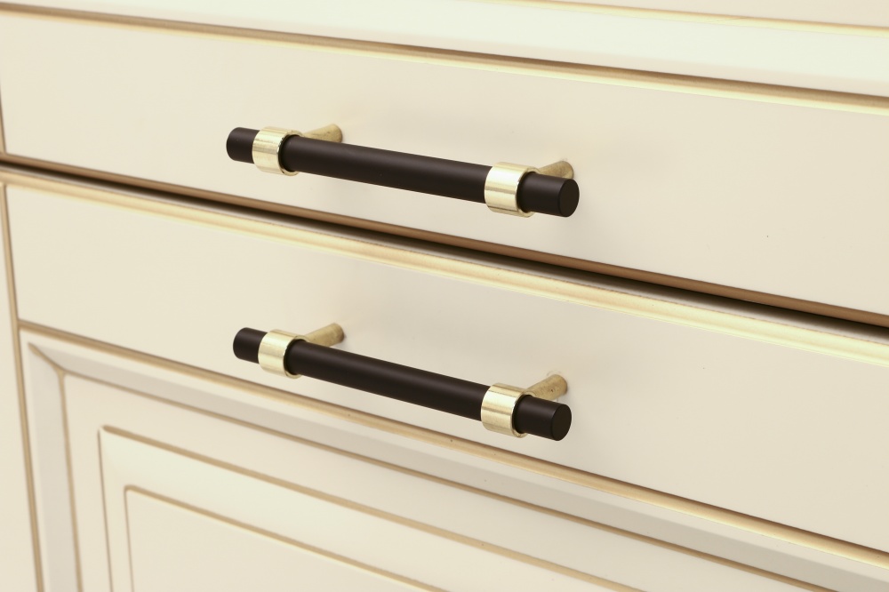 Ручка для меблів рейлінгова 96 мм чорний/золото