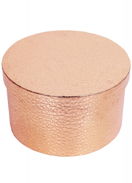 Коробка подарочная круглая бежевая кожа 29.5х15.8см 2110