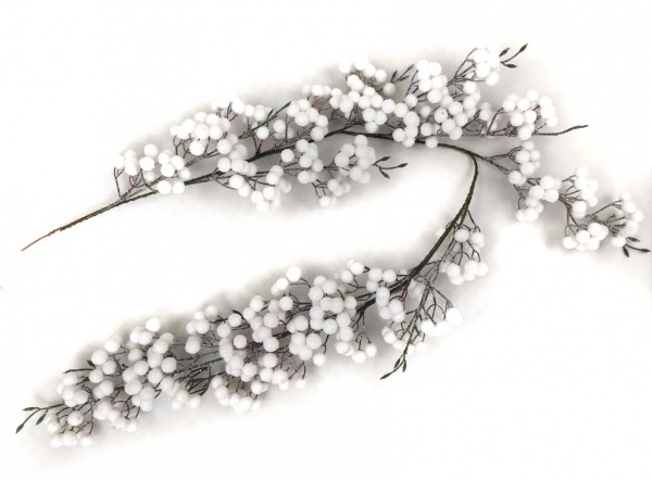 Гирлянда декоративная с соцветиями белых ягод 1,2 м