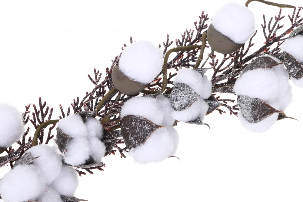 Декорация новогодняя гирлянда с имитацией хвои и хлопком 122 см RS1T1083