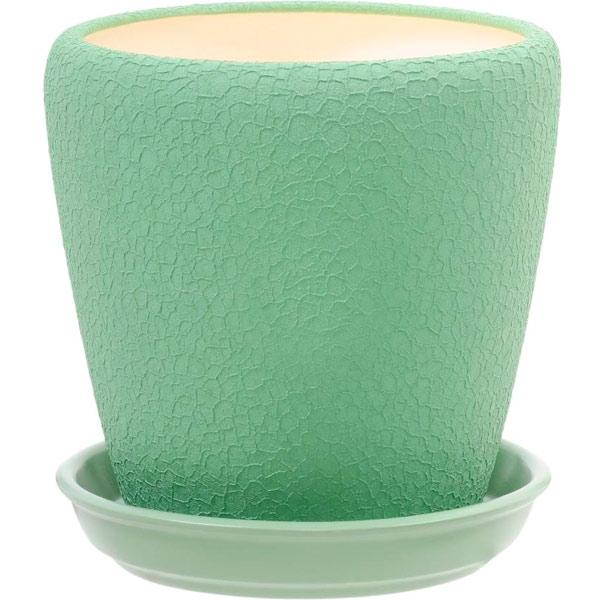 Горщик керамічний Оріана-Запоріжкераміка Грація №3 шовк оливковий круглий 2,3л зелений (056-3-062) 