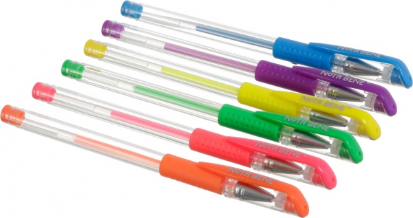 Набір ручок гелевих Nota Bene кольорові неонові 6 шт 