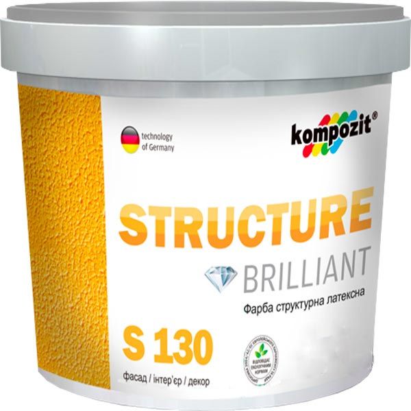 Краска силиконовая структурная Kompozit STRUCTURE S130 мат белый 7кг 