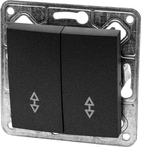 Выключатель проходной двухклавишный LXL Tesla TLXL3532A без подсветки графит 3532A graphite