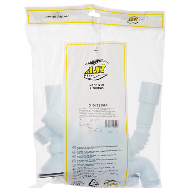 Сифон трубчастий для мийки Ani Plast D1042S15EU