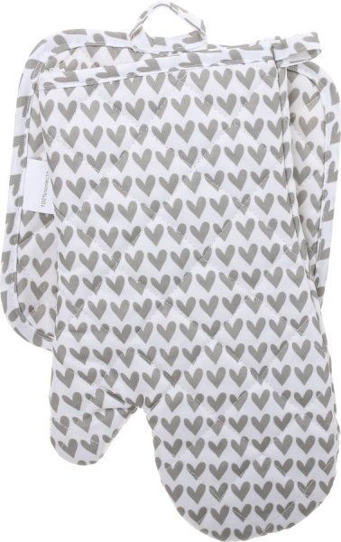 Набір кухонний Прихватка та рукавиця Серця біло-сірий 