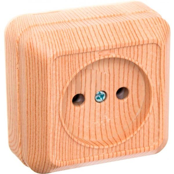 Розетка без заземлення UP! (Underprice) без шторок сосна BD-SCP.MZ20G1WTG-Pine