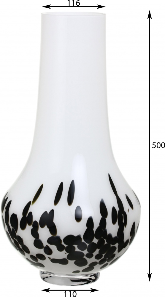 Ваза стеклянная Wrzesniak Glassworks Confetti 50 см черно-белая 17-9324A