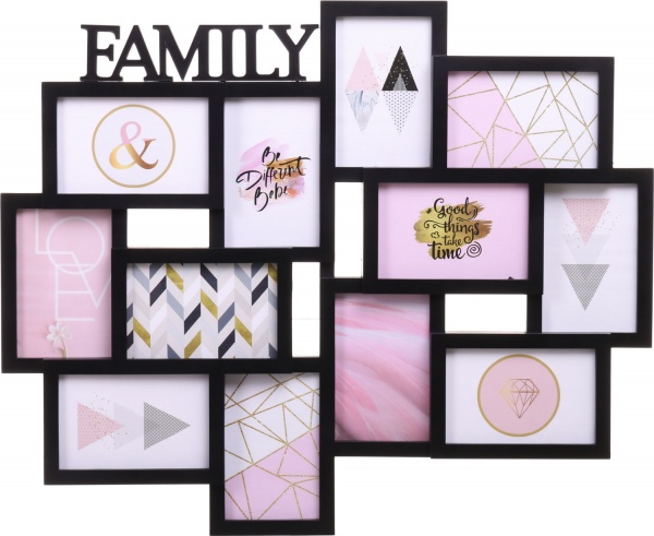 Фотоколлаж Family 61,5х50,5х2,5см 12 фото 10x15 см черный 