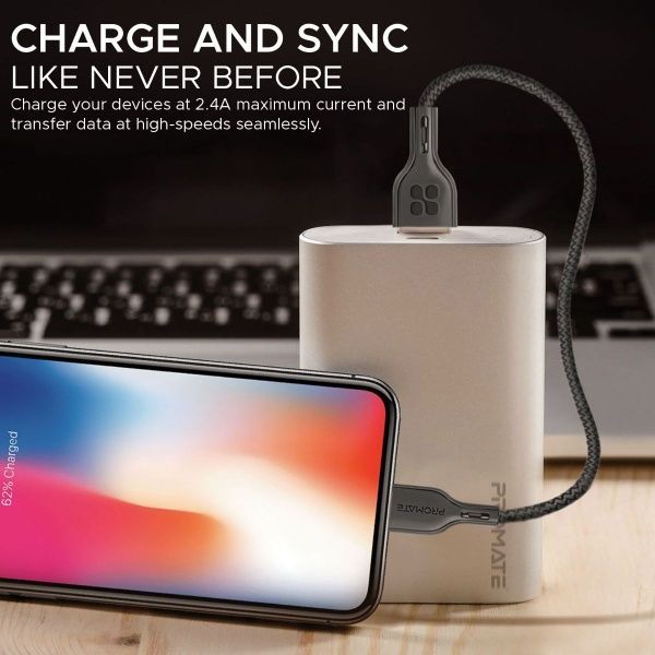 Кабель Promate Lightning – USB 0,25 м білий (powerbeam-25i.white) 