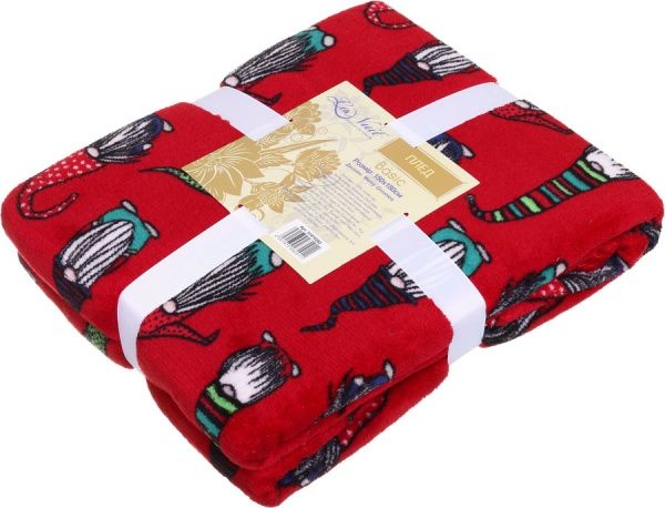 Плед Merry Gnomes 150x180 см красный с рисунком La Nuit 