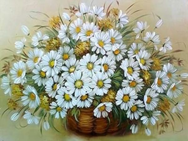 Набір для творчості зі стразами на підрамнику Букет ромашок 30х40 см Діамантові ручки 