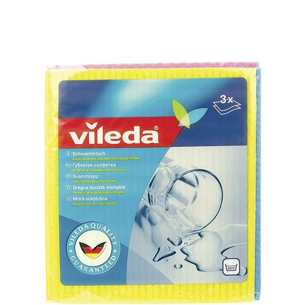 Набор салфеток универсальные Vileda влагопоглощающая 18x20 см см 3 шт./уп. желтыйсинийрозовый