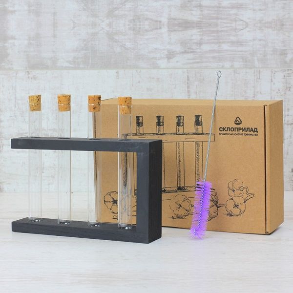 Підставка декоративна Склоприлад із 4 пробірками чорна 300551