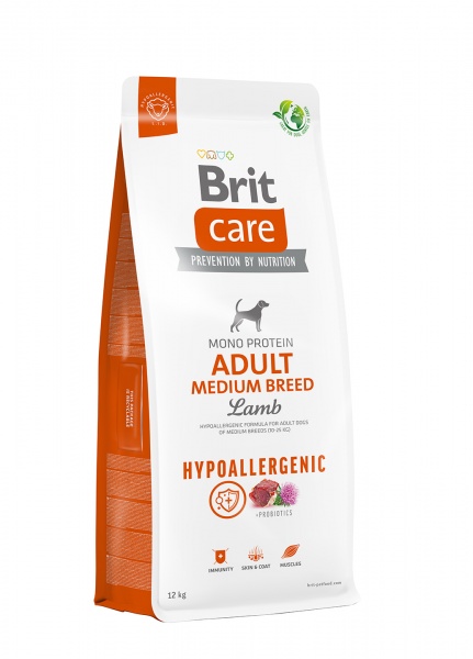Корм сухий для середніх порід Brit Care Hypoallergenic Adult з ягням 12 кг