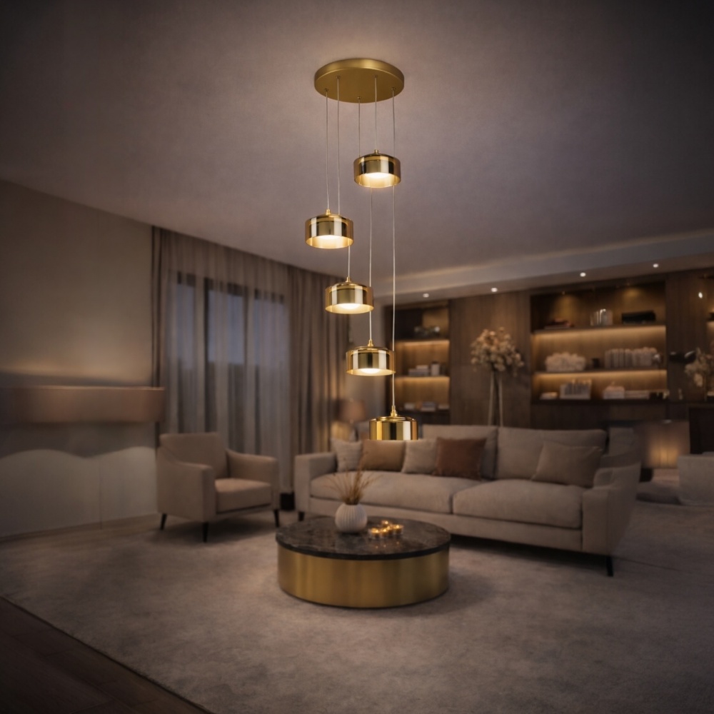 Люстра подвесная LIGHT SET DUSHA MS241-D5 5x12 Вт GX53 золото/янтарь