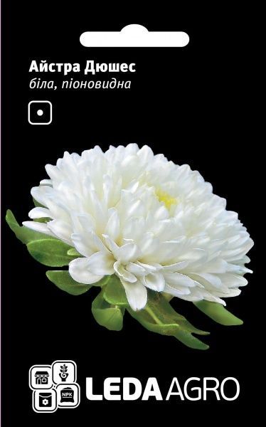 Семена LedaAgro астра пионовидная Дюшес белая 0,2 г (4820119793350)