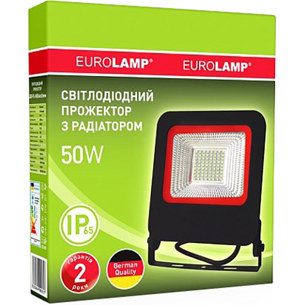 Прожектор Eurolamp 6500 K SMD 50 Вт IP65 черный LED-FL-50 (black)