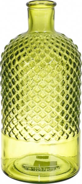 Ваза стеклянная San Miguel RETRO DIAMANTE 28 см зеленый блеск 