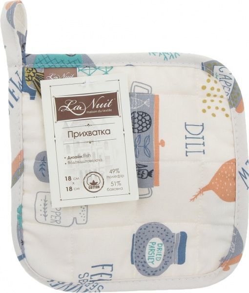 Прихватка Fish 18x18 см білий із принтом La Nuit 