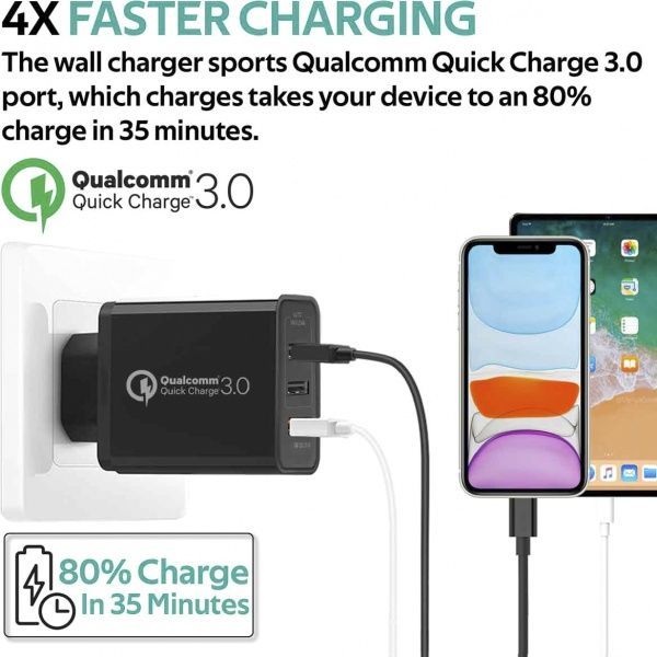 Зарядное устройство Promate TriPort-QC 30Вт USB QC3.0 + 2 USB Black 