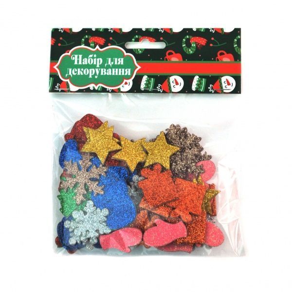 Набор наклеек с глиттером Новогодние 80 шт. Аплі-Краплі