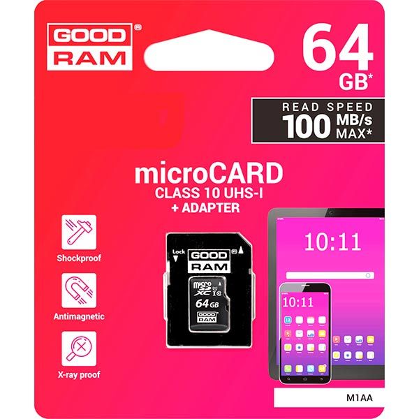 Карта памяти Goodram microSDXC 64 ГБ Class 10 M1AA-0640R12