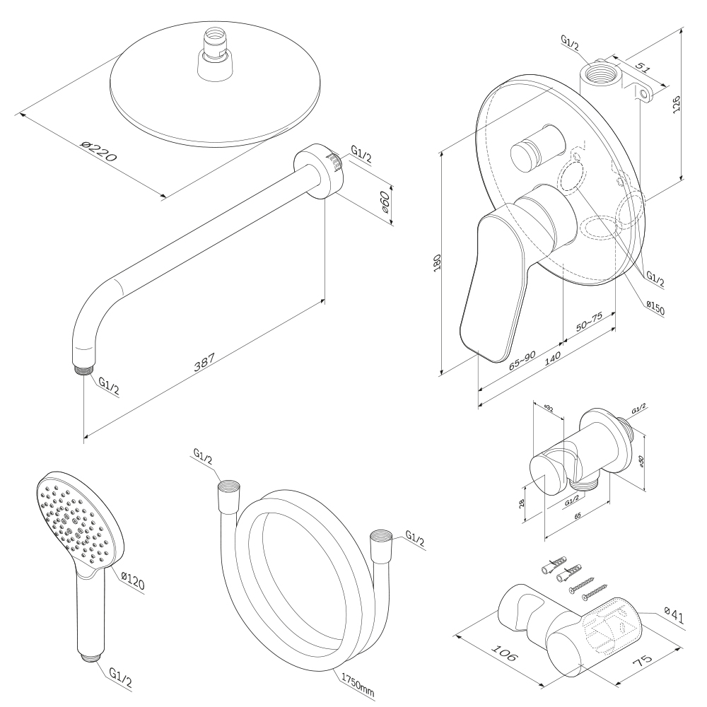 Душовий набір AM.PM прихованого монтажу FB85A1RH22 X-Joy