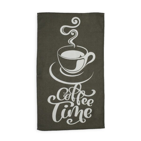 Рушник кухонний Кава-брейк 35x61 см сірий із білим 