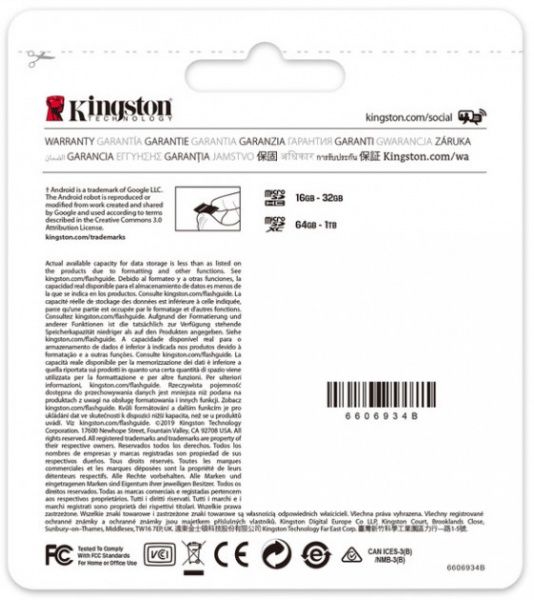 Карта пам'яті Kingston microSDXC 128 ГБ Class 10 (SDCS2/128GBSP) Canvas Select Plus 