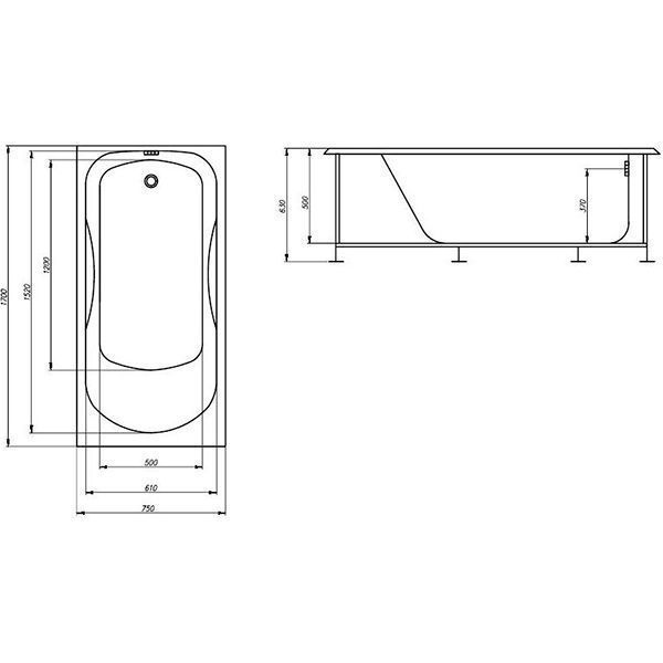 Ванна акриловая EGO Kronos 170x75 с ручками