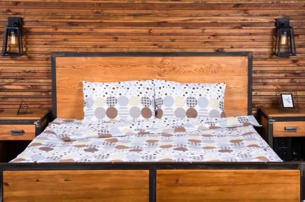 Комплект постільної білизни Тетріс 1,5 біло-блакитнийкоричневий Rigel 